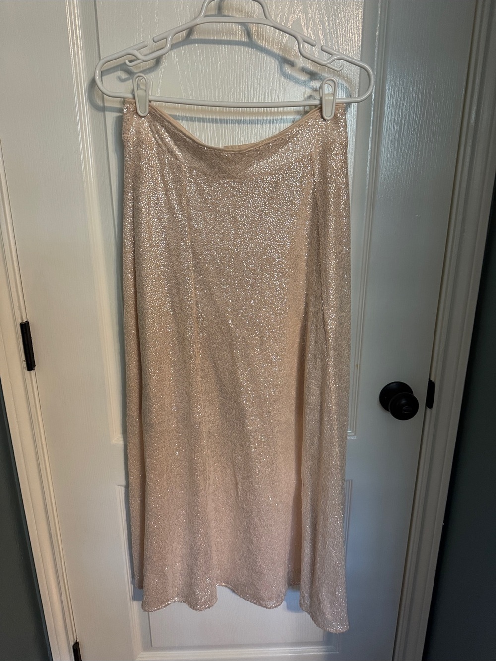 H&M Sparkle Maxi Skirt in light pink